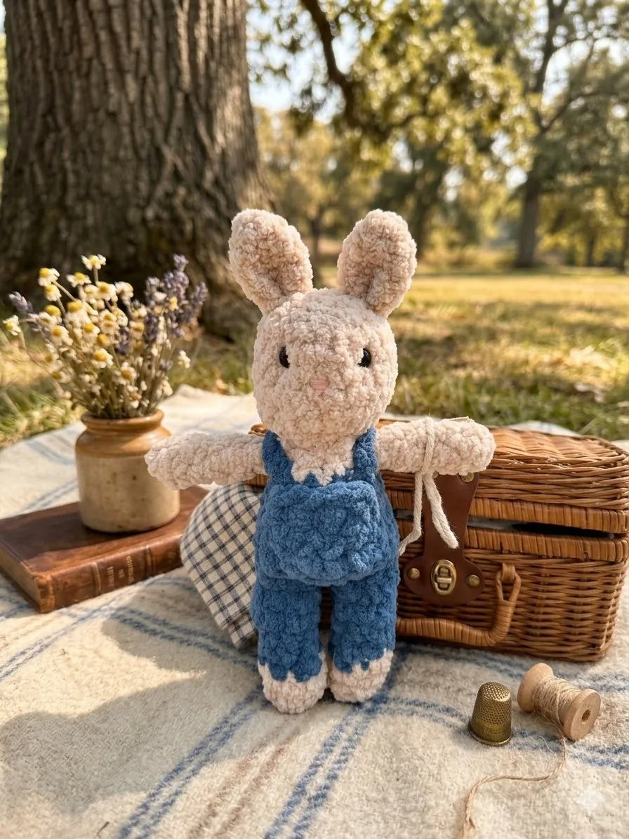 Conejo de crochet con overol